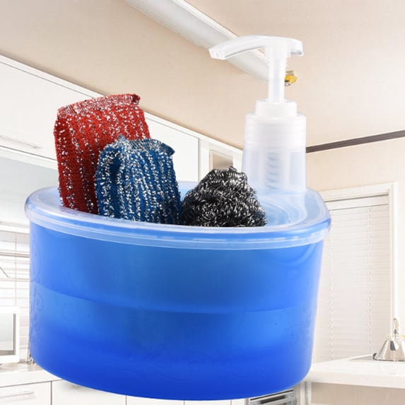 Clearance Kitchen Cleaning Supplies under $5 Soap Dispenser And Sponge Holder Easy Dispensing Multifunctional Non Slip Base 1L Dishwashing Soap Pump Dispenser For Home Bathroom