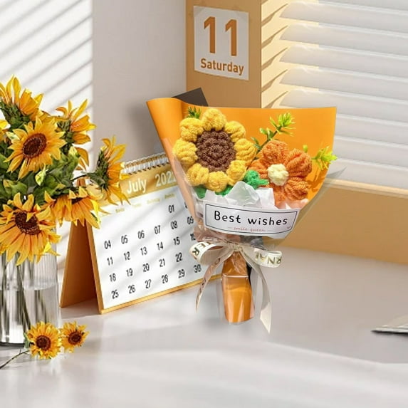 Clearance! Knitted Wool Flower Bouquet: A with Fresh Floral Charm