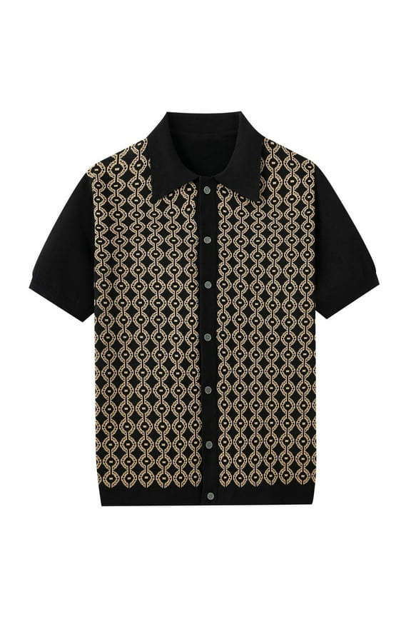 Men's Summer Cool Silk Short Sleeved Knitted Sweater With A Collar And Cardigan Top Short Sleeved Collar Top/shirt