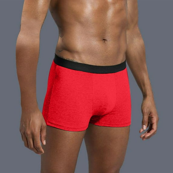 Free Shipping Clearance LADIGASU Men's Underwear Made Of Cotton Men's Flat Angle Elongated Opening Sports Solid Color Men's Underwear