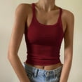 thumbnail image 1 of LADIGASU Women's Fashionable And Sexy Camisole Round Neck Solid Color Fitted Top, 1 of 6
