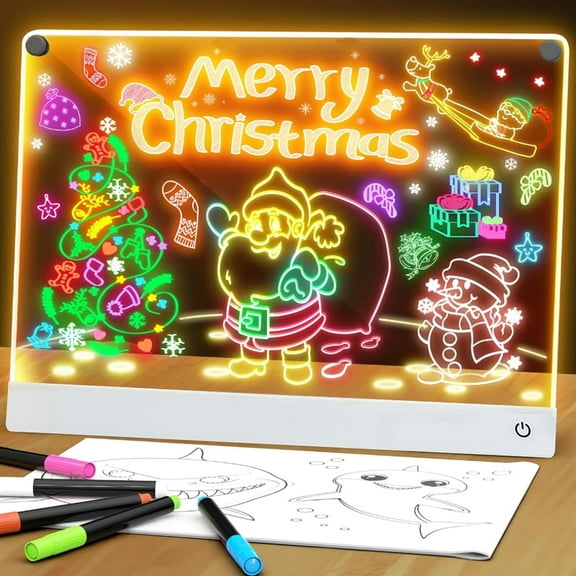 Clearance!! LED Drawing Board, Message Board, and Doodle Board, with 7 Markers and Adjustable Modes, Suitable for Home, School, Restaurant, and Bar  