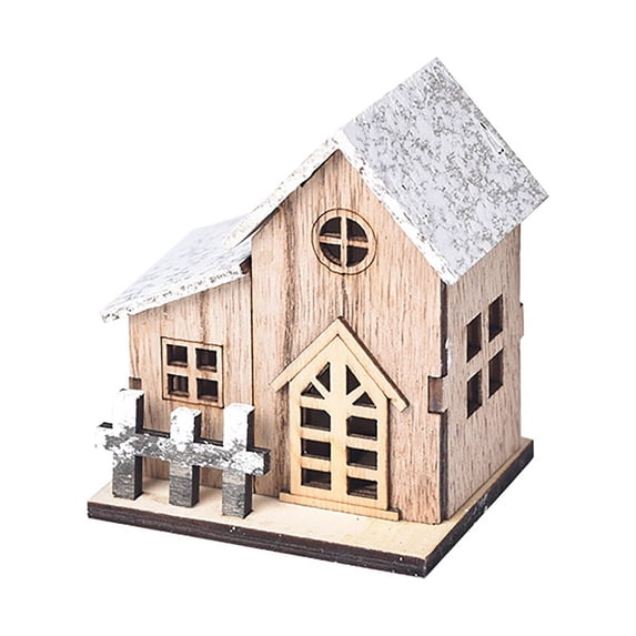 Clearance LED Wooden Christmas House, Luminous Tabletop Decoration - B