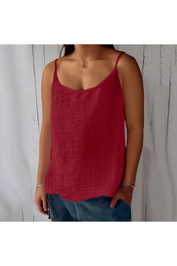 Womens Tops Dressy Cotton Linen Tank Tops for Women Casual Summer Gauze Shirt Basic Sleeveless Layering Camisoles Beach Vacation Clothes Summer Business Casual Dressy Blouses