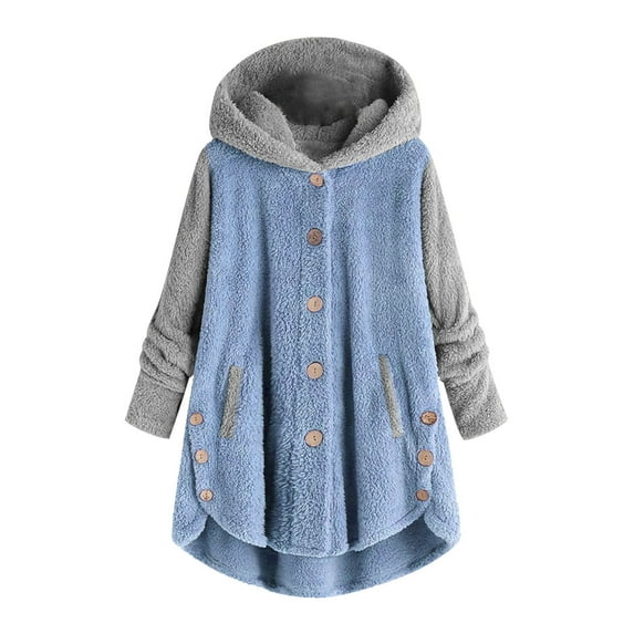 Clearance LYXSSBYX Cardigan Sweaters for Women Women's Winter Adult Plush Solid Color Hooded Button Long Sleeve Split Round Neck Comfortable Pajamas Coat