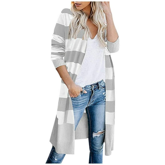 Clearance LYXSSBYX Cardigans for Women Clearance Fashion Women Casual Patchwork Long Sleeves Sweater Cardigan Blouse Tops