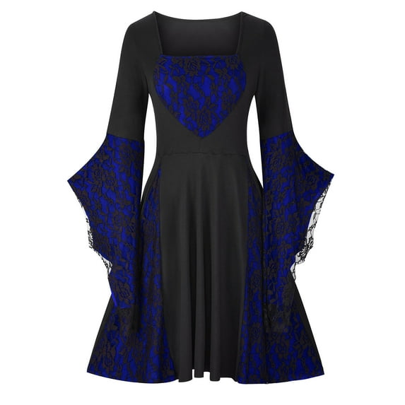 Clearance LYXSSBYX Fall Dresses for Women Women's Long Sleeve Neck Gothic Lace Dress Long Sleeve Neck Dress
