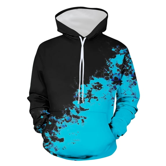 LYXSSBYX Hoodies for Men Men's Hooded Sweater Non Positioning Color Matching Print Pullover Casual Long Sleeved Top