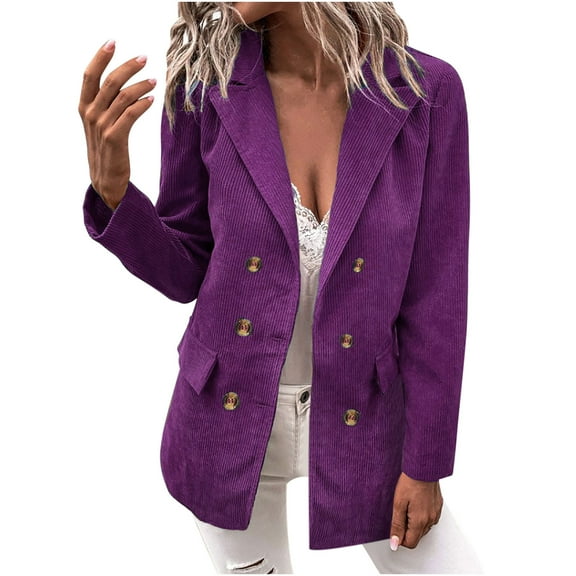 Clearance LYXSSBYX Jackets for Women Clearance Women's and Winter Solid Color Long Sleeve Double Breasted Lapel False Pocket Coat
