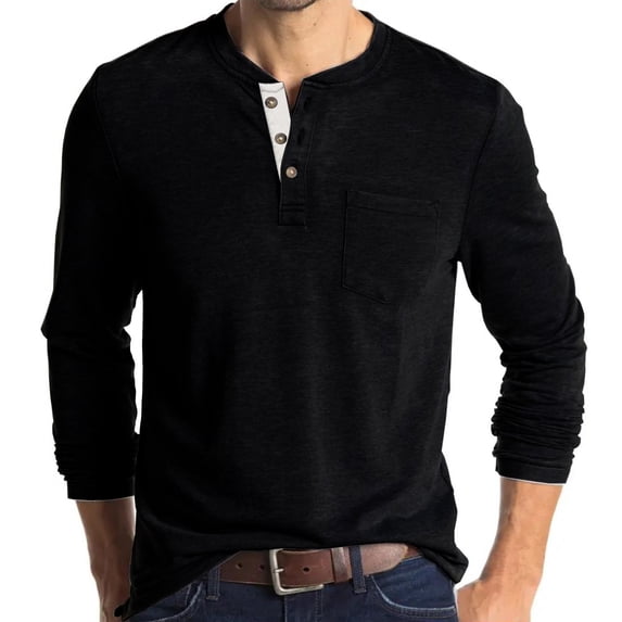 LYXSSBYX Long Sleeve Shirts for Men Men Long-Sleeve Beefy Muscle Basic Solid Pure Color Blouse Tee Shirt Top Long Sleeve Round-Neck Blouses &