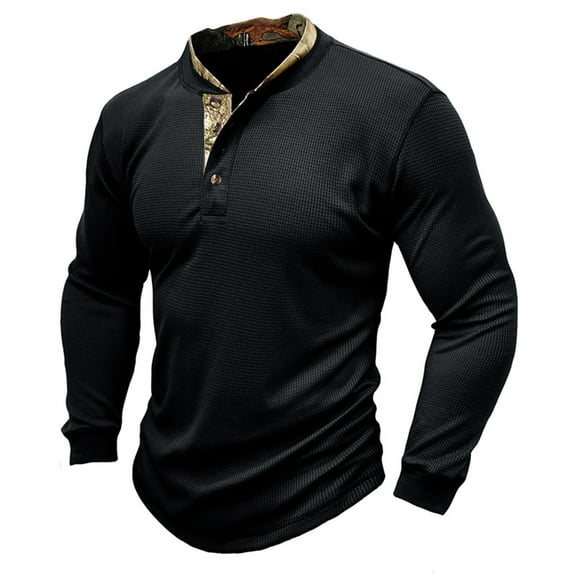 LYXSSBYX Long Sleeve Shirts for Men Men Long-Sleeve Beefy Muscle Basic Pure Color Blouse Tee Shirt Long Sleeve Round-Neck Blouses & Shirts
