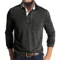 thumbnail image 1 of LYXSSBYX Long Sleeve Shirts for Men Men's Contrast Color Slim Long Sleeve Lapel Pocket Casual T-Shirt Blouse, 1 of 5