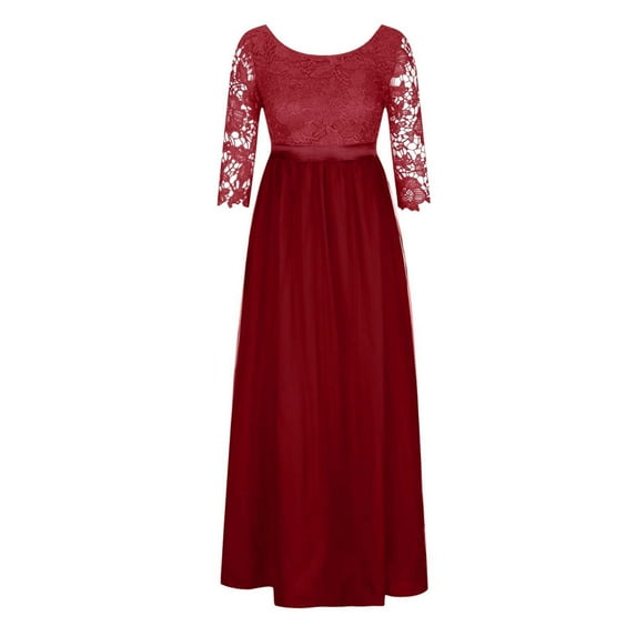 Clearance LYXSSBYX Long Sleeves Dresses for Women Women's Formal Wedding Bridesmaid Long Evening Party Prom Ball Gown Cocktail Dress Dress