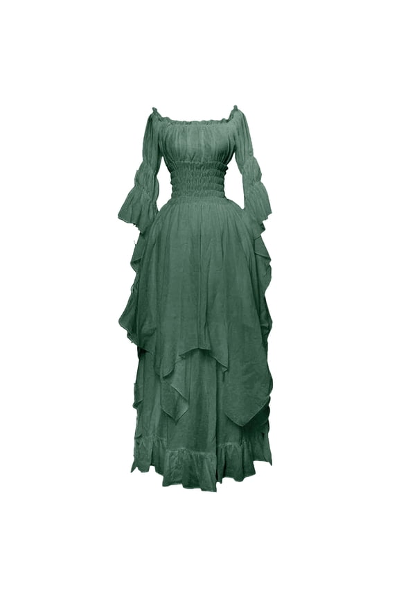 Maxi Dresses for Women Women's Long Sleeve Neck Dress Floor Length Cosplay Dress Plus Size Dress