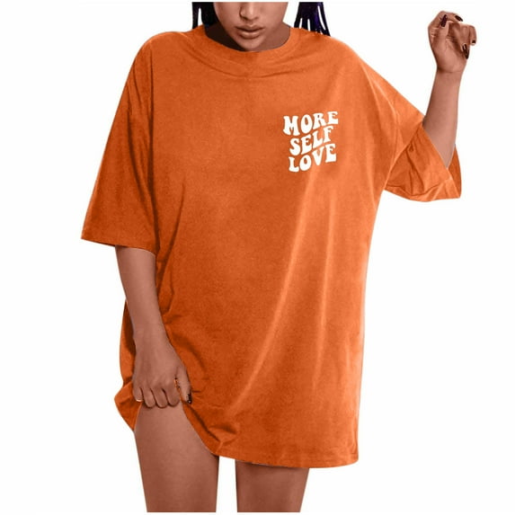 LYXSSBYX Short Sleeve Womens Tops Plus Size Oversized T Shirts for Women Plus Size Slogan Graphic Drop Shoulder Short Sleeve Tops Summer Loose Pullover Tees