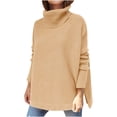 thumbnail image 1 of Clearance LYXSSBYX Sweaters for Women Women's Solid Winter Turtleneck Sweater Sleeve Hem Pullover Knitted Sweater Tops, 1 of 8