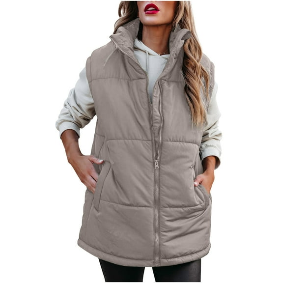 LYXSSBYX Winter Coats for Women Winter Solid Color Cotton Cardigan Coat Zipper Top Hoodless Casual Coat Jacket