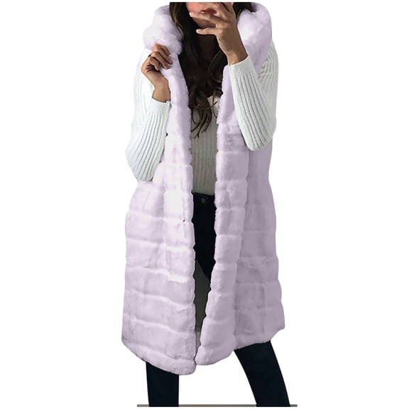 LYXSSBYX Winter Coats for Women Womens Faux Gilet Long Sleeve Waistcoat Body Warmer Jacket Coat Outwear