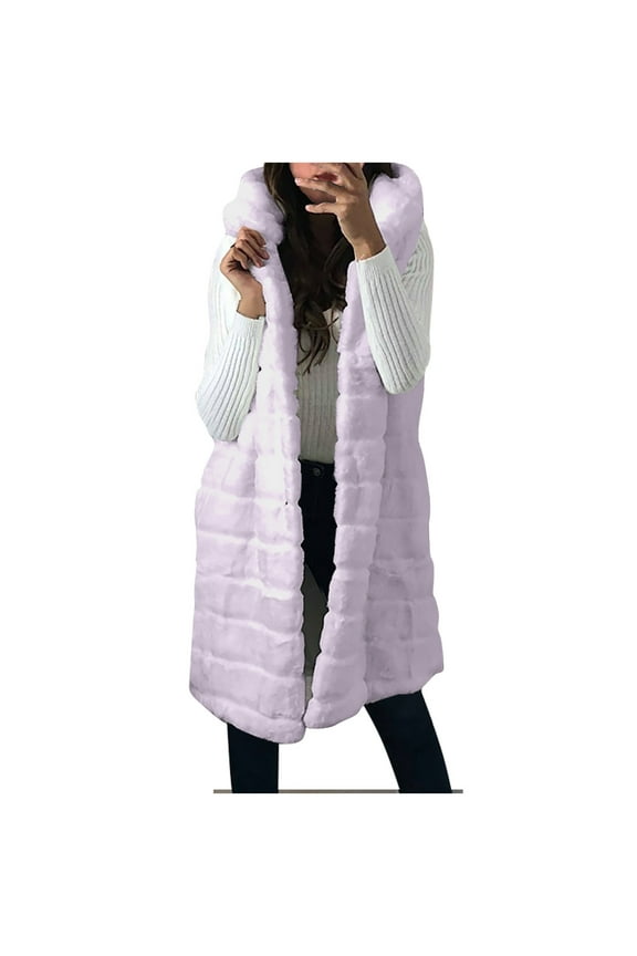 Winter Coats for Women Womens Faux Gilet Long Sleeve Waistcoat Body Warmer Jacket Coat Outwear