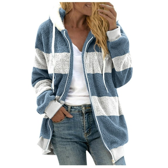 LYXSSBYX Winter Coats for Women Fashion Women's Zipper V-Neck Pullover Tops Long Sleeve Hooded Blouse Sweatshirt