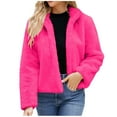 thumbnail image 1 of Clearance LYXSSBYX Winter Shackets for Women Womens Ladies Warm Faux Furry Long Coat Jacket Winter Solid Turn Down Collar Outerwear, 1 of 3