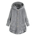 thumbnail image 1 of Clearance LYXSSBYX Womens Cardigans with Pockets Plus Size Sale Women Plus Size Button Plush Tops Hooded Loose Cardigan Wool Coat Winter Jacket, 1 of 4