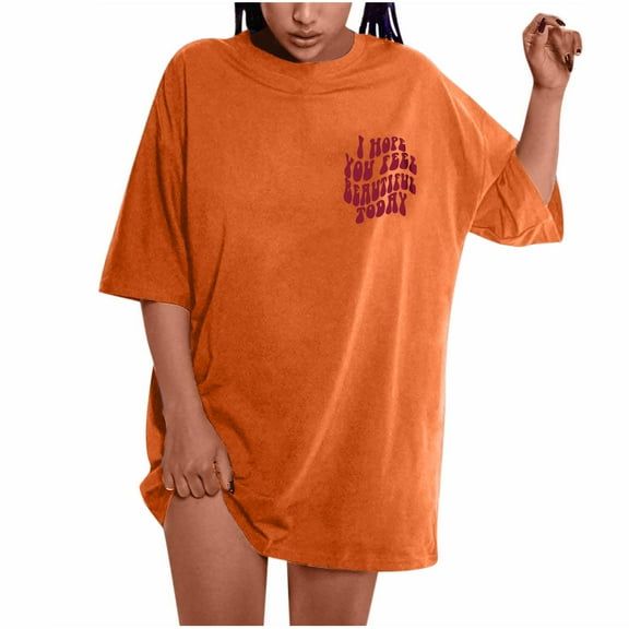 LYXSSBYX Womens Tops Short Sleeve Oversized T Shirts for Women Plus Size Slogan Graphic Drop Shoulder Short Sleeve Tops Summer Loose Pullover Tees