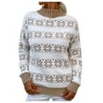 thumbnail image 1 of Clearance! Labakihah Women's Christmas Half High Neck Pullover Snowflake Sweater Khaki, 1 of 8