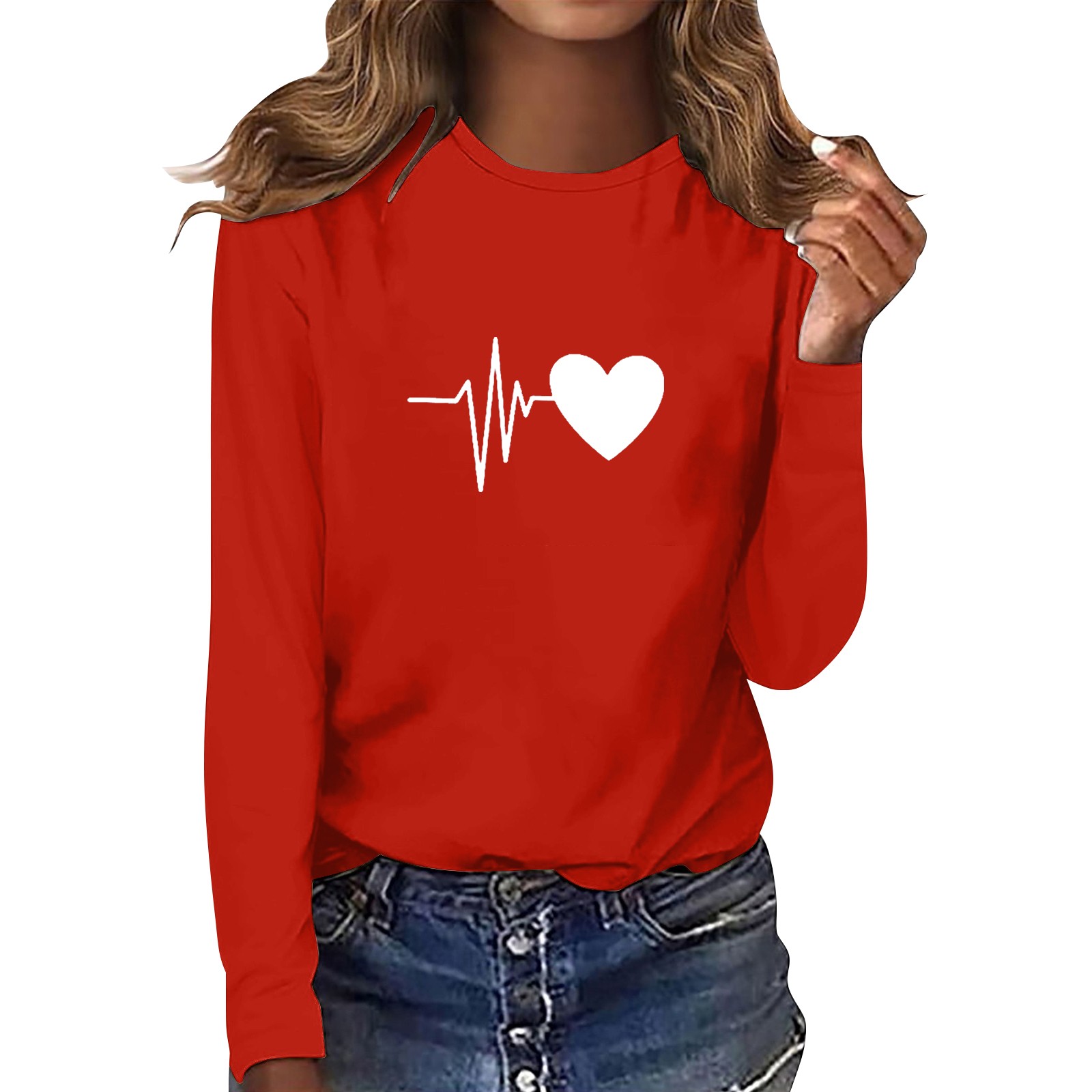 Clearance! Ladies Fashion Long Sleeve Round Neck T Shirt, Womens Long