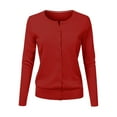 thumbnail image 1 of 2025 Lady Automobiledigan,Clothing 2025 Women's Cardigan Women's Round Neck Cardigan Knitted Long Sleeved Large Yards Loose Solid Color Short Sweater Jacket Cardigan, 1 of 4