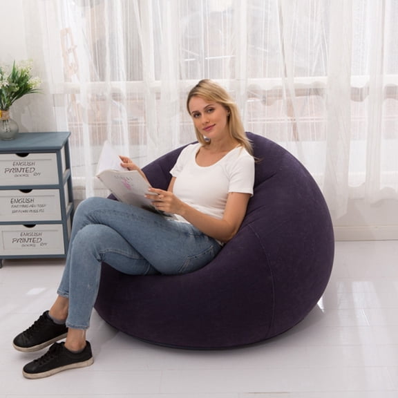 Clearance! Lajdalh Inflatable Lazy Sofa Navy, Flocking Foldable Lounge Chair for Beach Pool Garden Camping, Relax Sofa for Adults Kids, Holds 250 Lbs