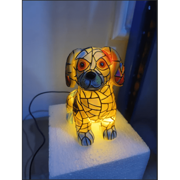 Clearance! Lamp and Pug Lamp, Stained Resin French Bulldog Tabletop Night Light, Cute Pet Dog Themed LED Table Light with Warm Ambient Glow, Vintage Animal Home Decor H