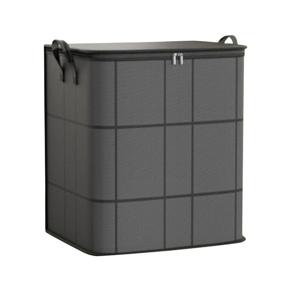 Hvmvliv Thickened Large Capacity Zippered Non-woven Home Storage Bag, Convenient Organizer for Quilts Clothing & Daily Necessities, Multi Compartment Gray