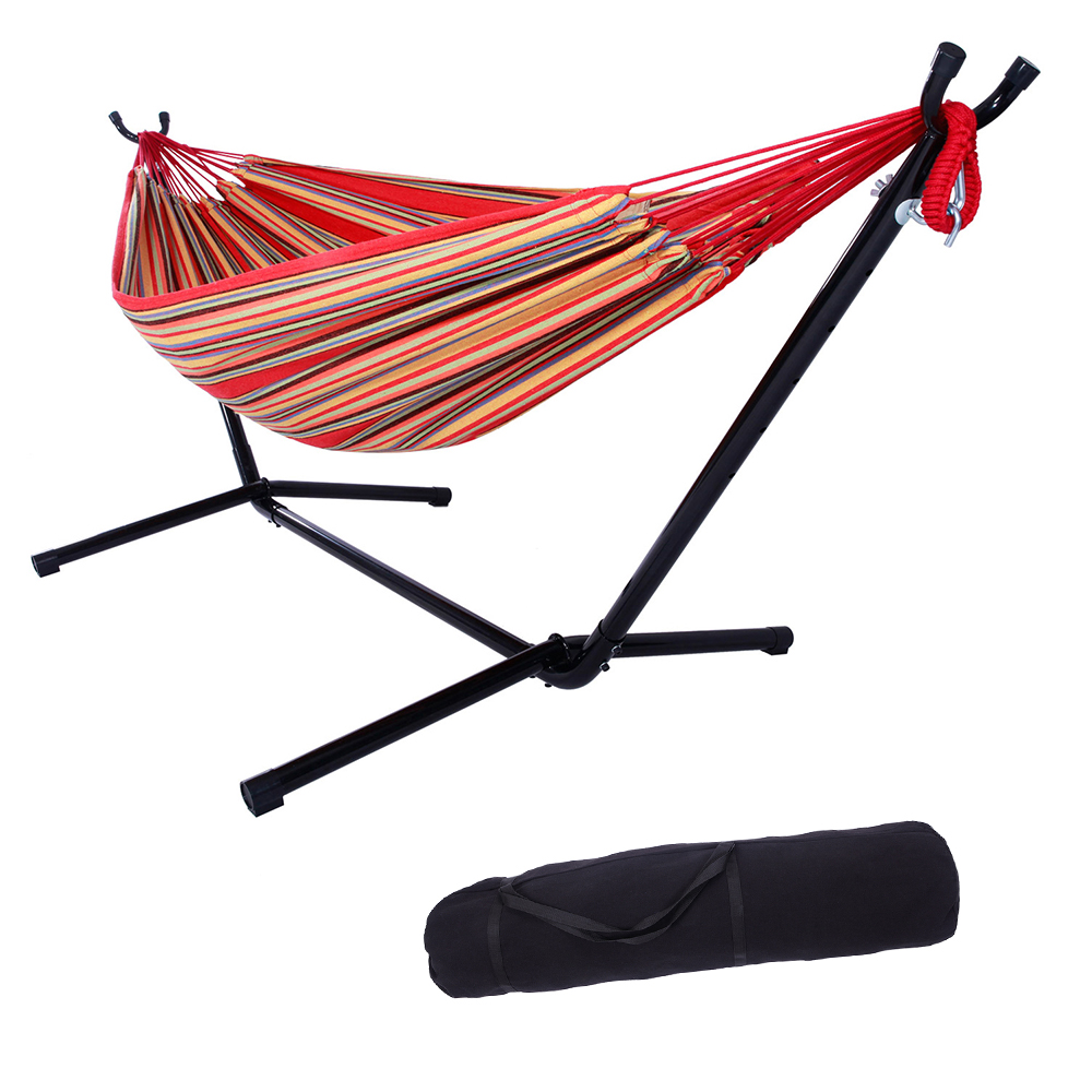 Clearance! Large Double Hammock Bed Set with Carrying Bag, Portable Hammock Chair Swing with Strong Steel Stand, Lightweight Hammocks for Backyard, Porch, Garden, Outdoor and Indoor Use, K2769 - image 1 of 11