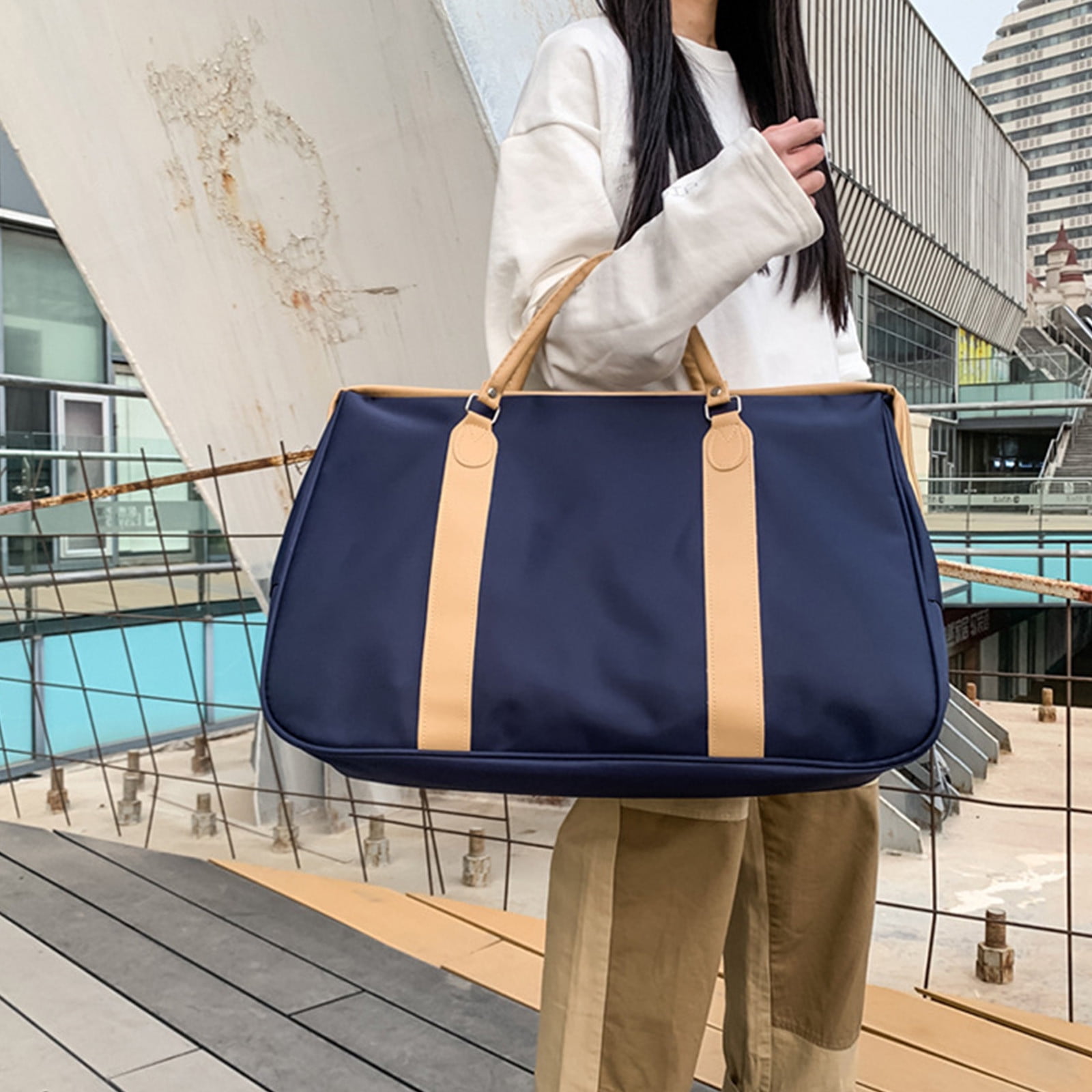 Clearance Large Foldable Travel Duffle Bag With Shoes Compartment Camping Gym Weekend Bag Divider Bag Can Be Set Trolley Case Tear Resistanted Walmart