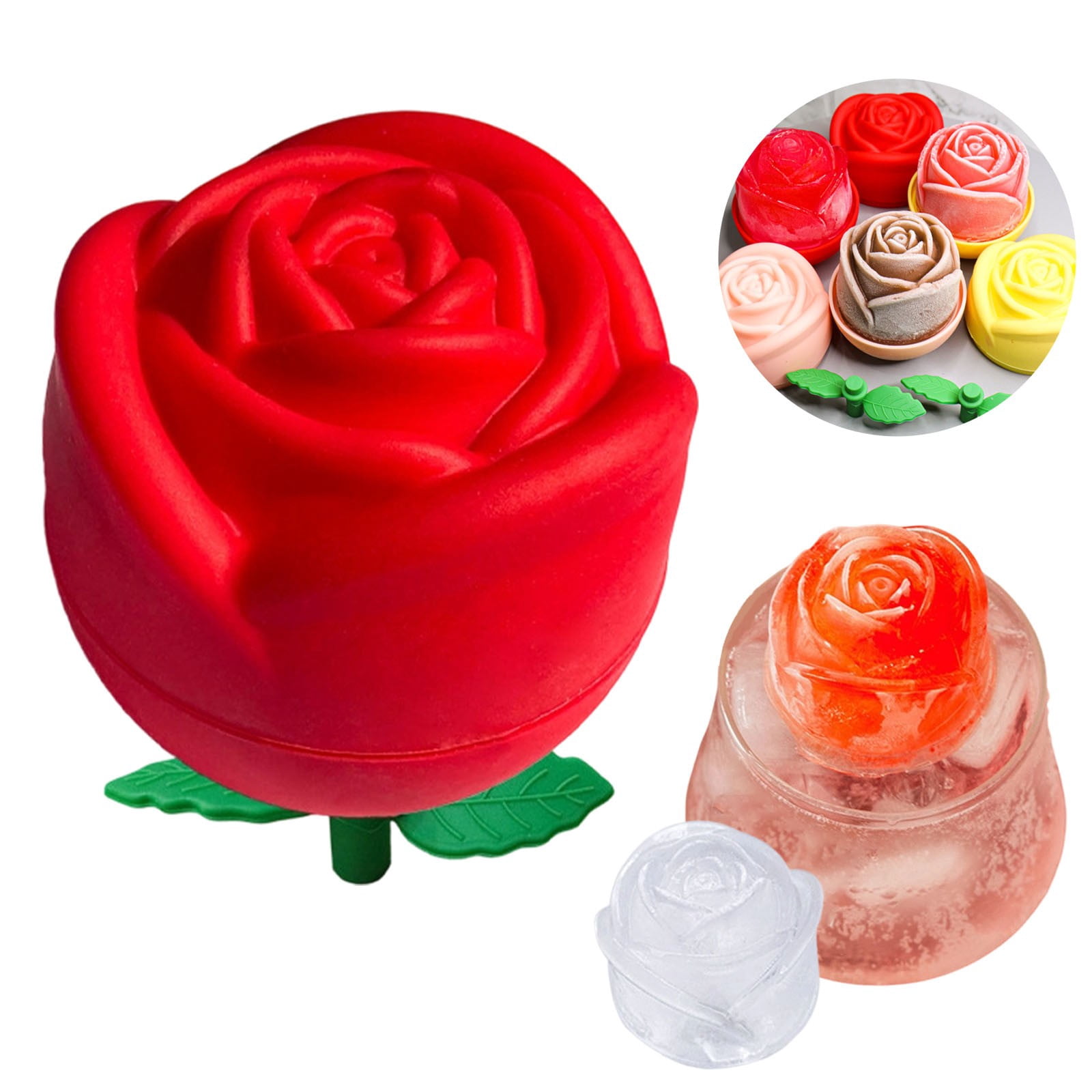 Clearance Large Silicone Rose Ice Cube Tray Set, 2-Inch Slow-Melting ...
