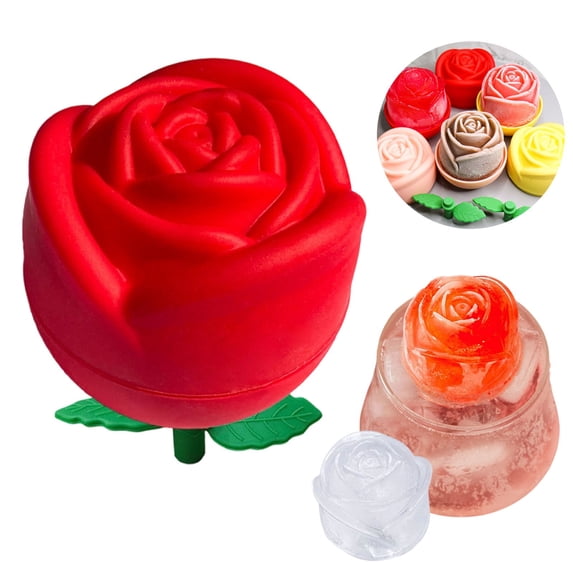 Clearance Large Silicone Rose Ice Cube Tray Set, 2-Inch Slow-Melting ...