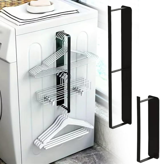 Laundry Room Organization Extendable Hanger Storage Rack for Washing Machine Closet Laundry Room Hanger Holder Organizer Stacker for Adult Kids Velvet Hangers Hanger