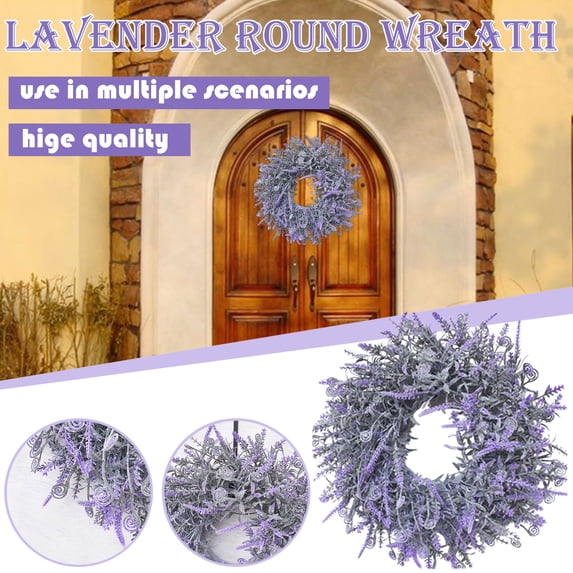 Lavender & Eucalyptus Wreath for Front Door, Porch, Window - Large Artificial Greenery Outdoor Wreath for Home, Farmhouse Decor - Spring, Summer, Fall, All Seasons