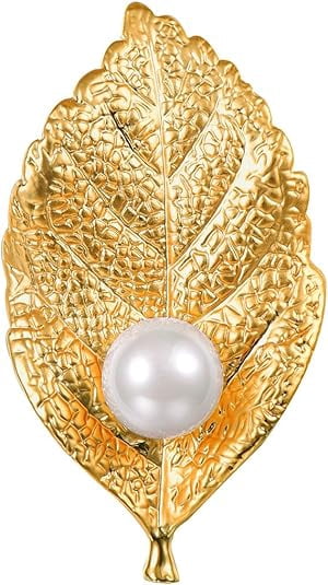 Broche Fleur Feuille Argent 925 Avec Zircons - Bijou Hypoallergénique Élégant Pour Femme