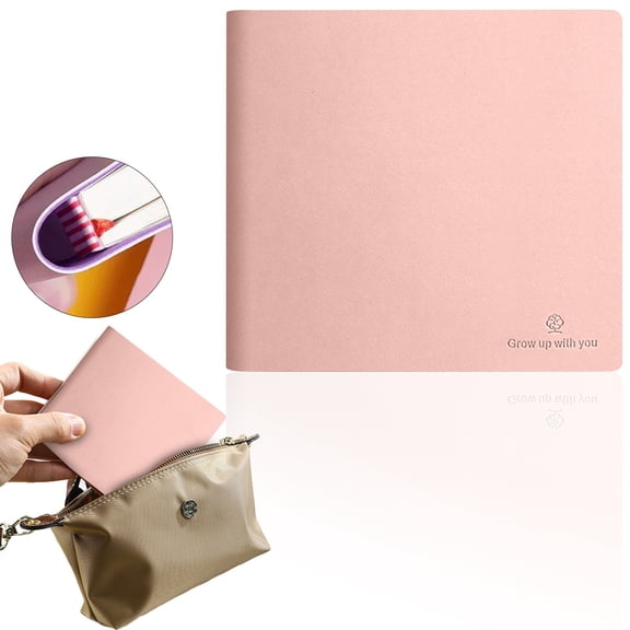 Clearance! Leather Faced Square Notebook Carrying Pink Planner Spiral Notebook