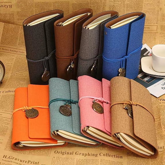 Leather Journal Notebook, Refillable Writing Journal Diary Planner for Women 7.3" x 4.3"