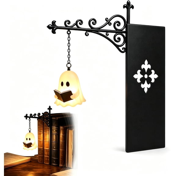 Clearance Library Lantern Mini Bookshelf Lamp Halloween Decorations Gifts Warm Amber LED Bookshelf Lights for Book Nook, Shelf Decor Gift for Book and Ghost Lovers