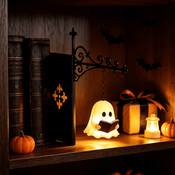 Clearance! Library Lantern Mini Bookshelf Lamp, Halloween Lights Indoor, Hanging Lantern Book Shelf Light, Vintage Library Lantern-decorative Bookshelf Lighting for Book Lovers(Ghost)