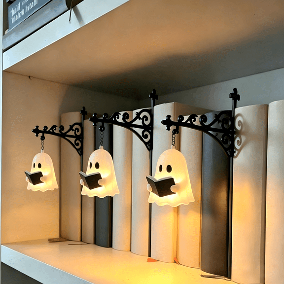 Clearance Library Lantern Mini Bookshelf Lighting, Halloween Ghost Decorations, Antique Led Books Nook Lamp Ornament for Study Reading Corner Home Library, Unique Gift for Book Lovers(Ghost)