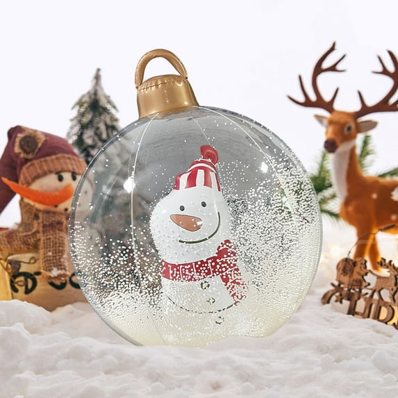 Light Up PVC Inflatable Christmas Ball,24 Inch Large Outdoor Decorated Ball Outdoor Christmas Decorations,New Years Christmas Ornaments with Light,Remote for Yard & Pool Decorations (Clear)