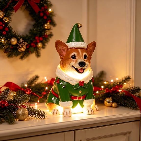 Clearance! Light Up Corgi Christmas Blow Mold Figurine, for Dog Lovers, Holiday Tabletop Ornament