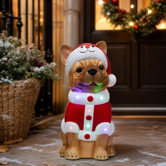 Clearance! Lighted Blow Mold Pug Indoor/Outdoor Christmas Decoration, Multicolor, 8"