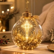 Clearance! Lighted Christian Scripture Ornament, Clear Globe Bible Verse Keepsake deal from Walmart