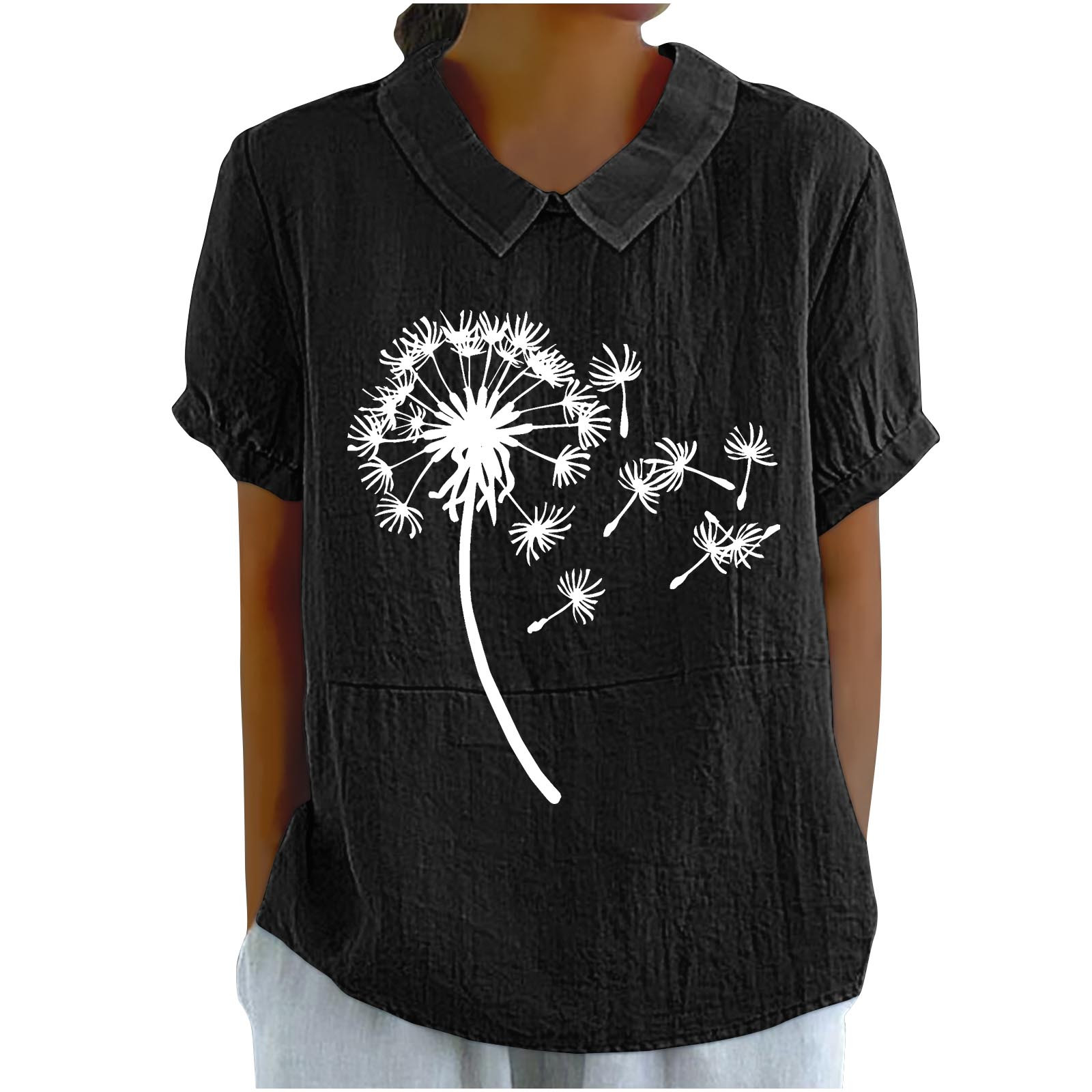 Women's Graphic Print T-Shirt - Funny Cattle Flower Design, Soft Casual Summer Top, Yellow, X-Large - View #5